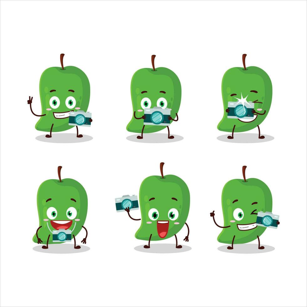 fotógrafo profesión emoticon con verde mango dibujos animados personaje vector