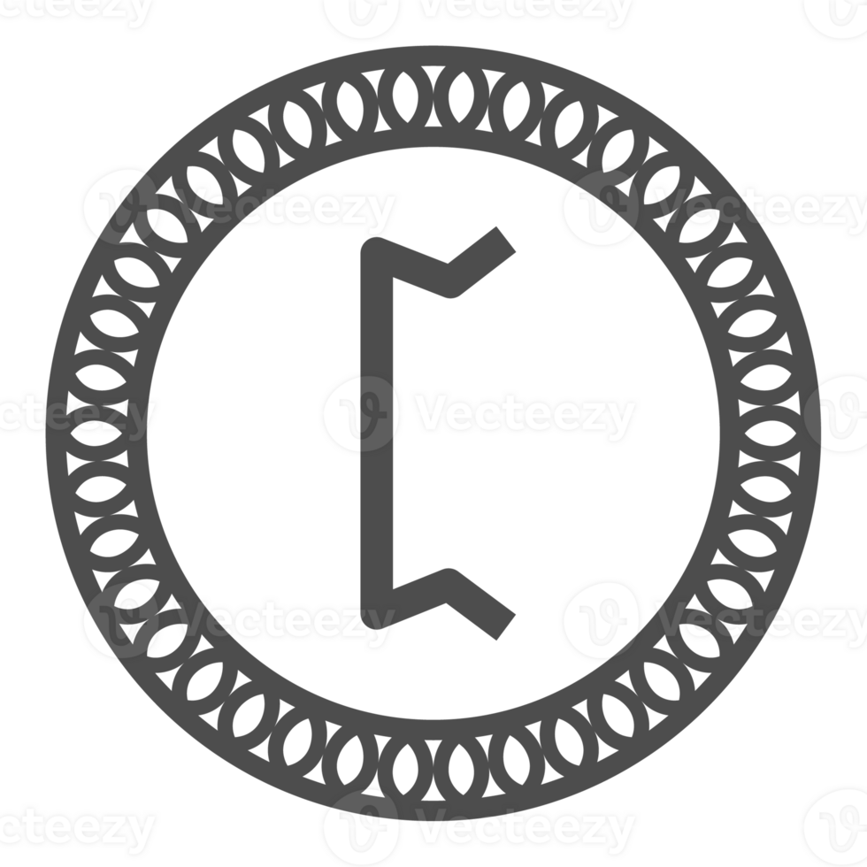 runique alphabets icône avec traditionnel modèle cercle. runes symbole graphique. ancien norrois. png