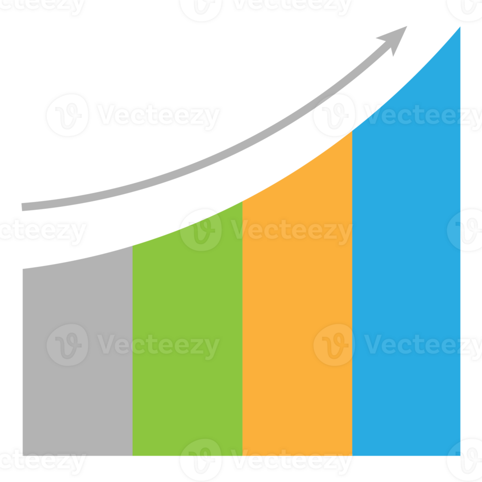 Business graph icon, Color object statistics finance presentation, Flat success report symbol. png