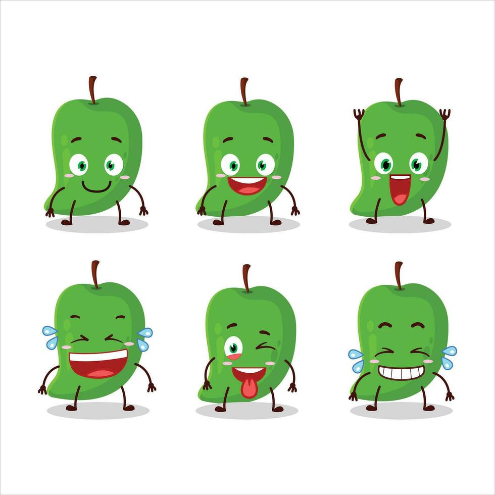 dibujos animados personaje de verde mango con sonrisa expresión vector