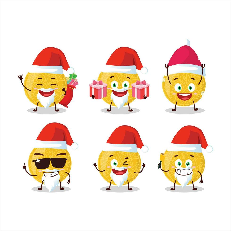 Papa Noel claus emoticones con amarillo melón dibujos animados personaje vector