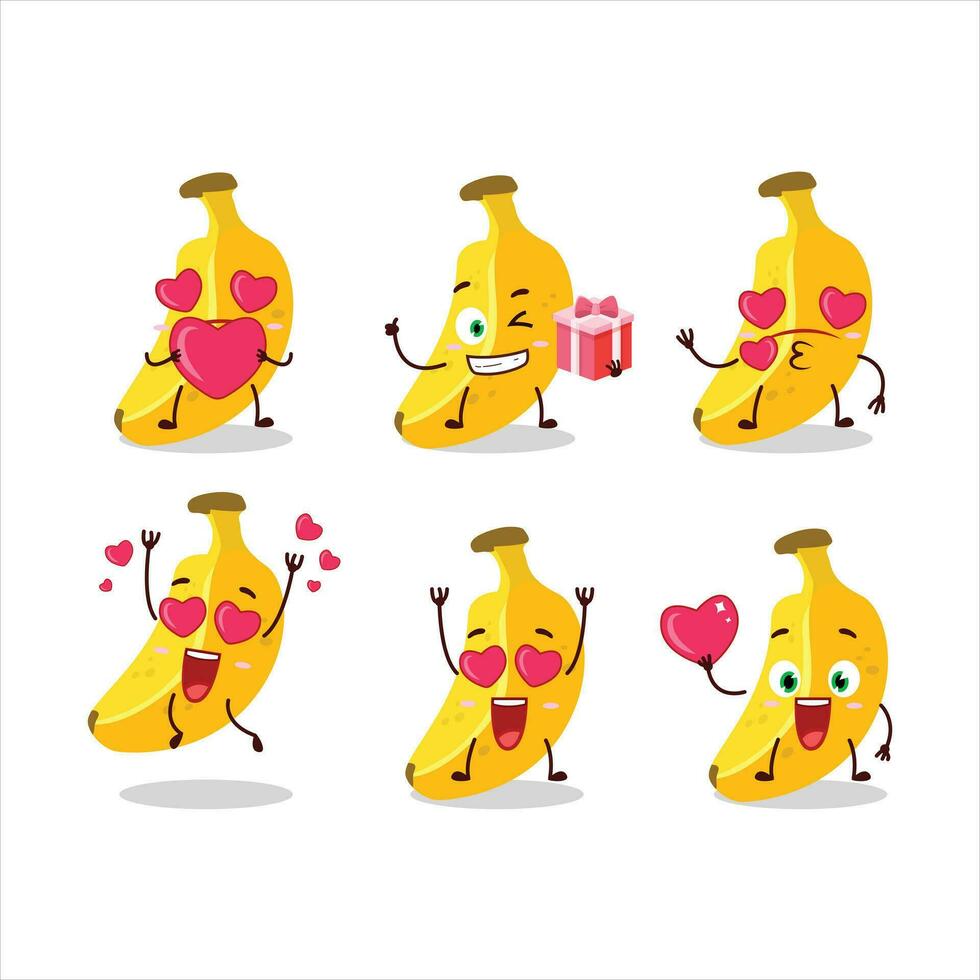 plátano dibujos animados personaje con amor linda emoticon vector