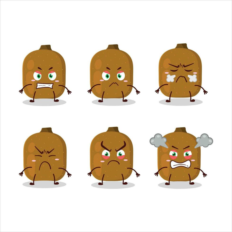 Kiwi cartoon character with various angry expressions vector