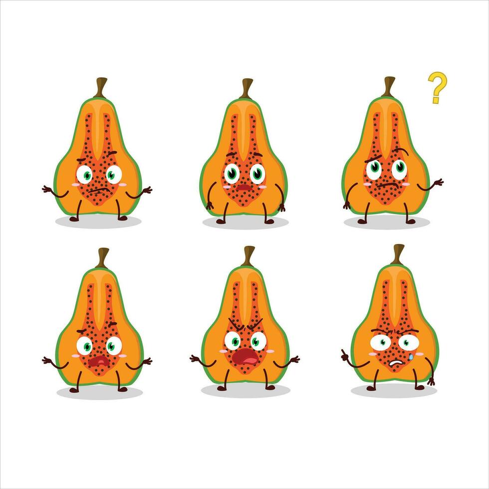 dibujos animados personaje de rebanada de papaya con qué expresión vector