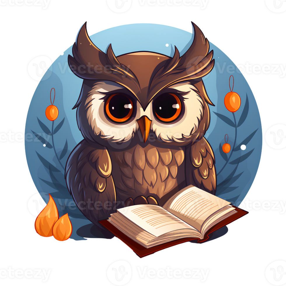 owl cute cartoon ai generate png