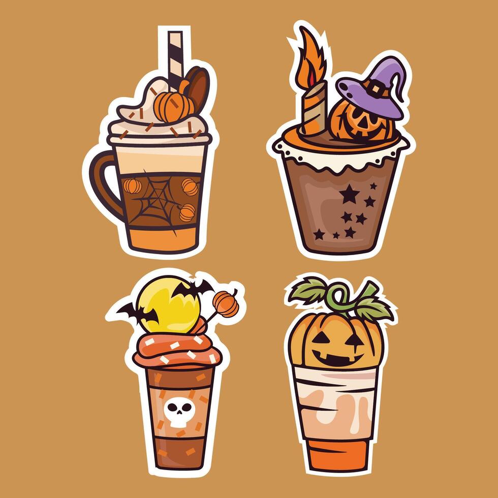 Cute halloween coffee latte, Halloween drink vector 26973867 Vector Art