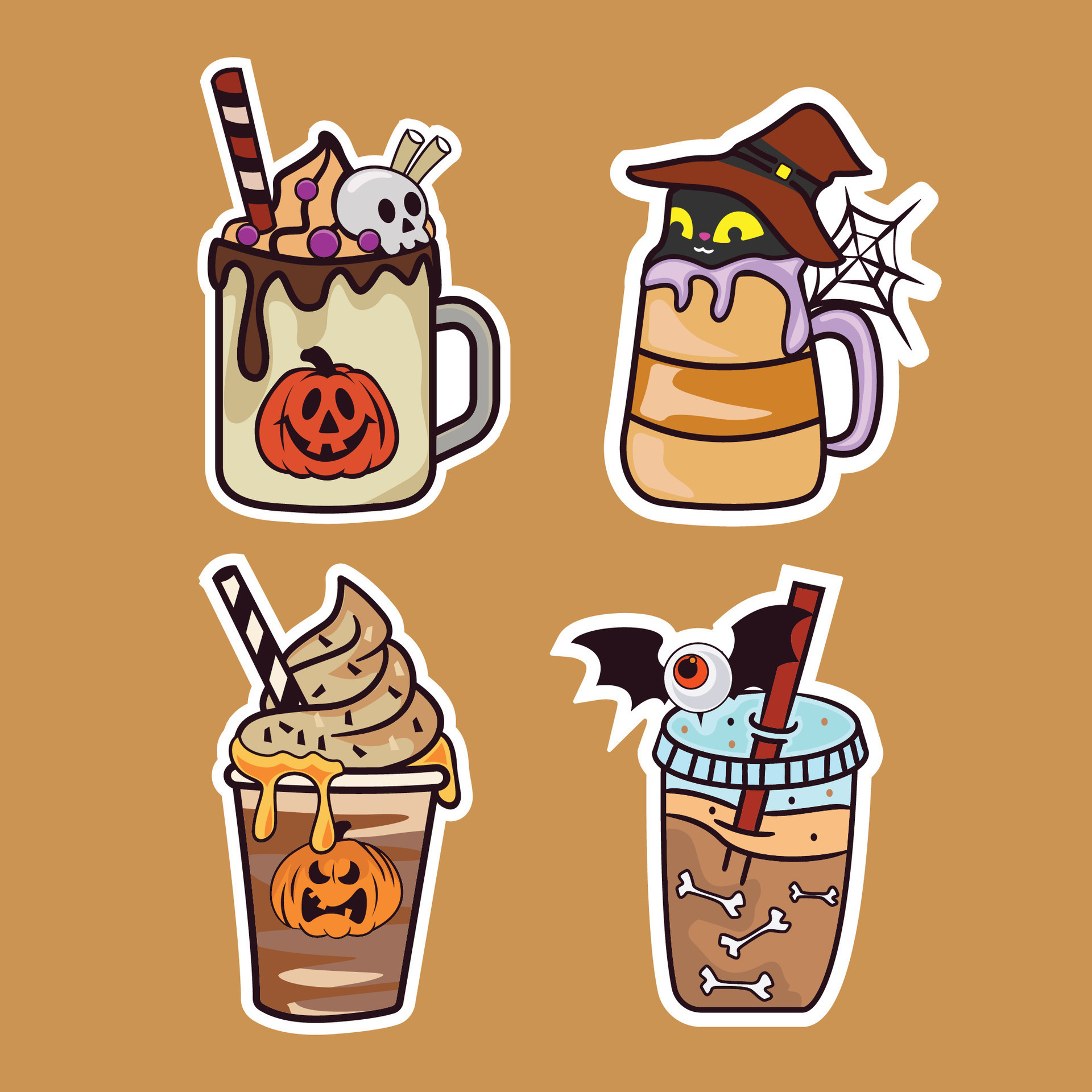 Cute halloween coffee latte, Halloween drink vector 26973872 Vector Art