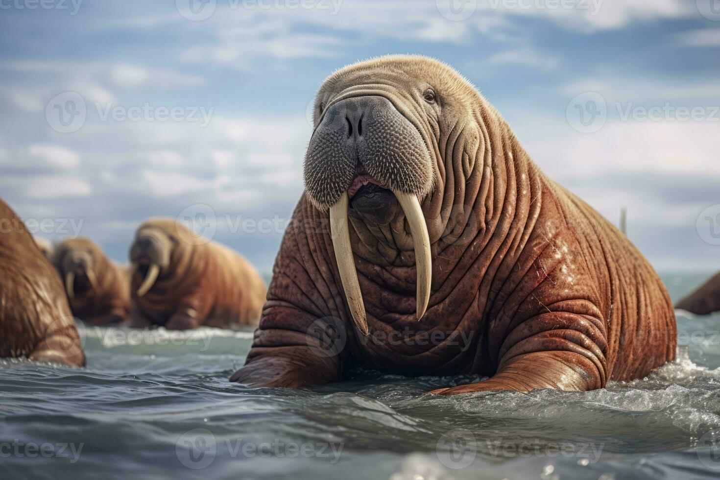 Walrus in nature, national geography, Wide life animals. AI Generated. photo