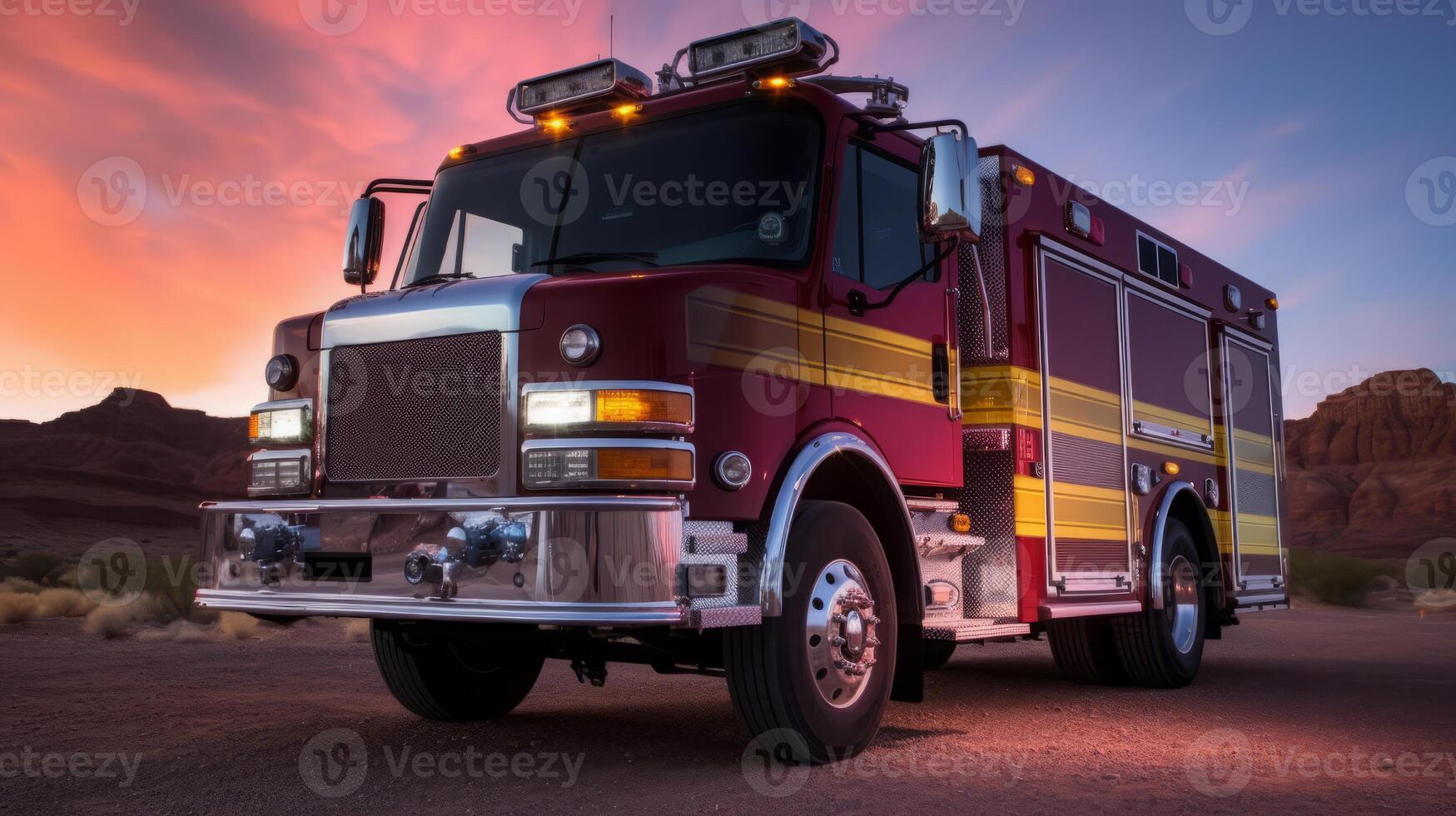 Fire truck of a beautiful Transportation with futuristic design. . photo