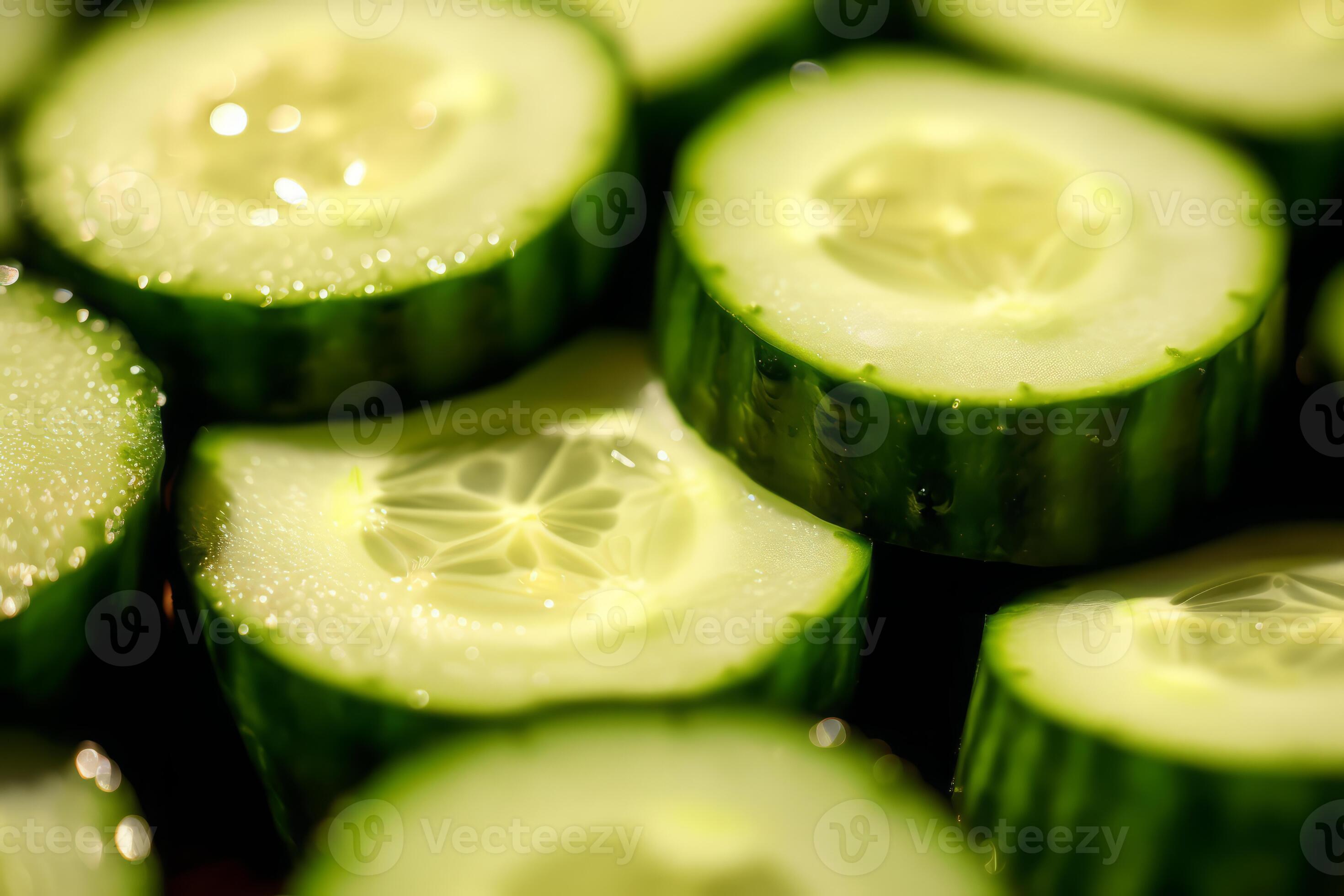 Closeup top view of ingredients Cucumber, Japanese food. AI Generated
