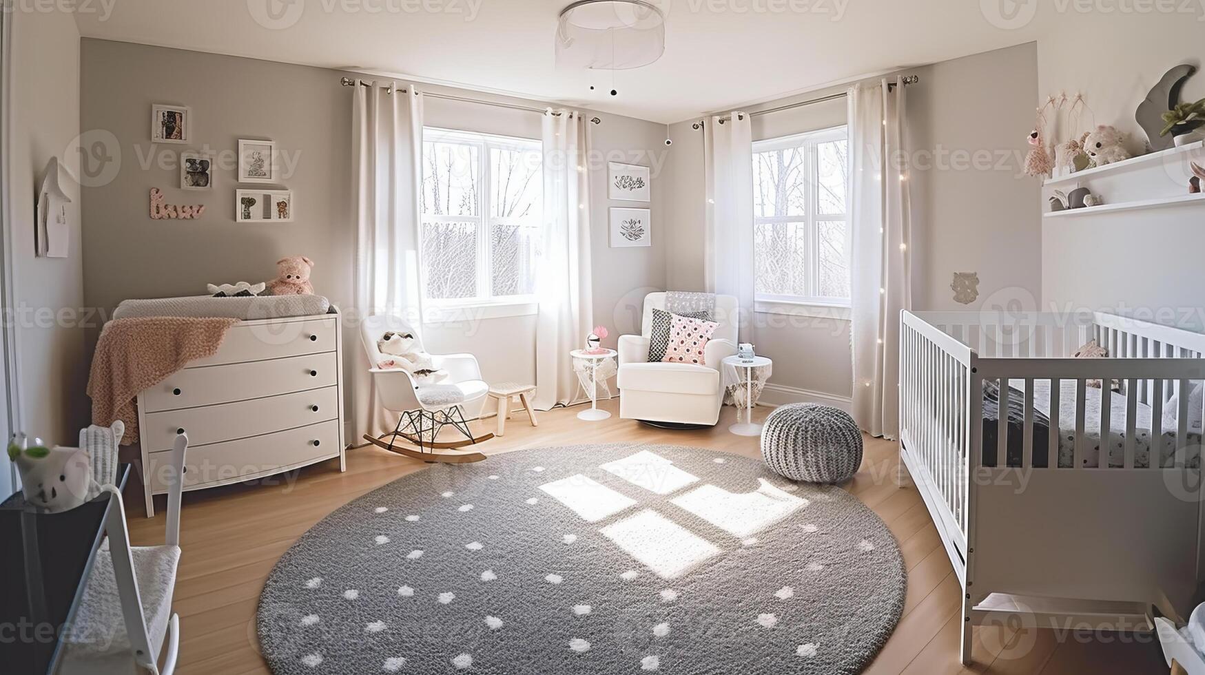 The Nursery room of a beautiful bright modern style house. . photo