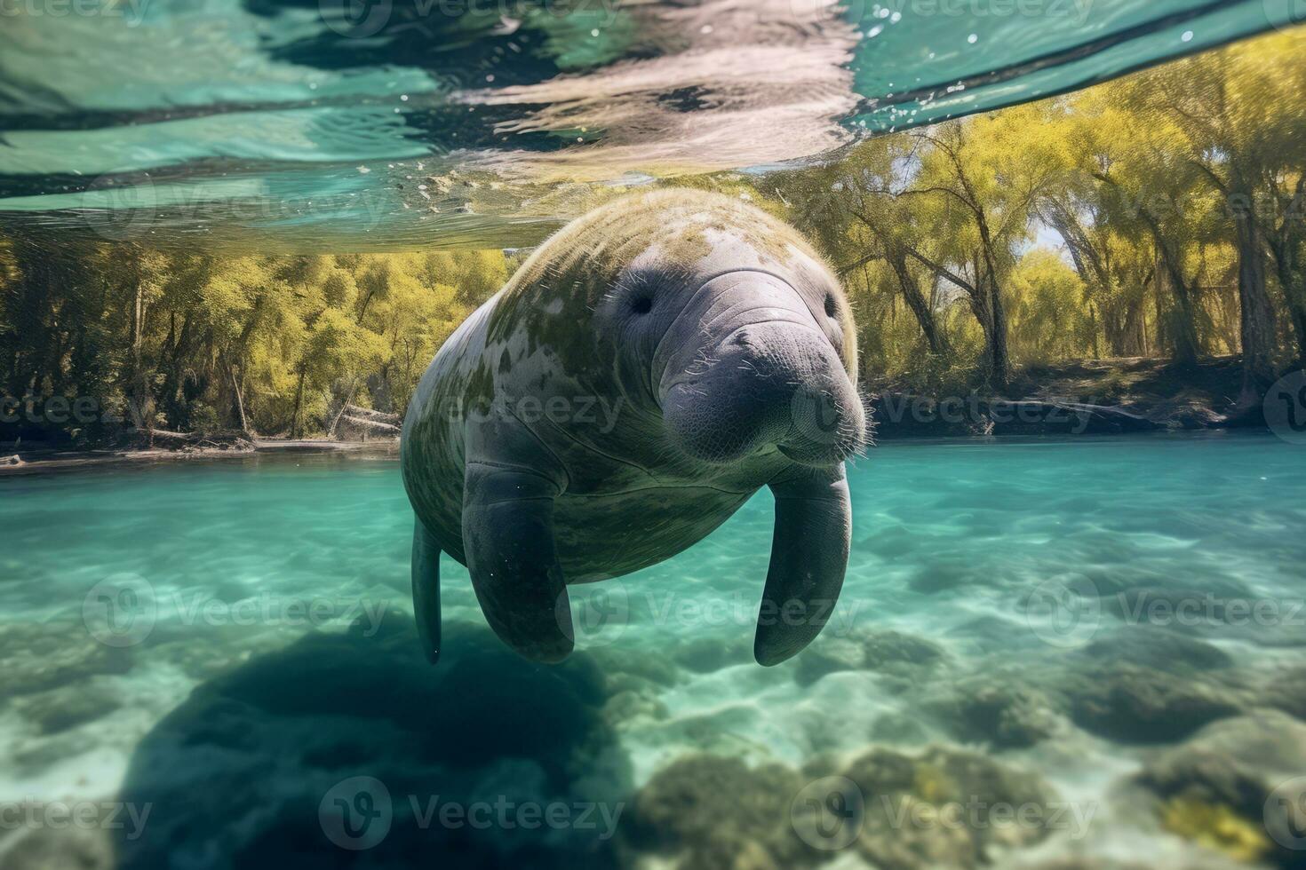 Manatee in nature, national geography, Wide life animals. AI Generated. photo
