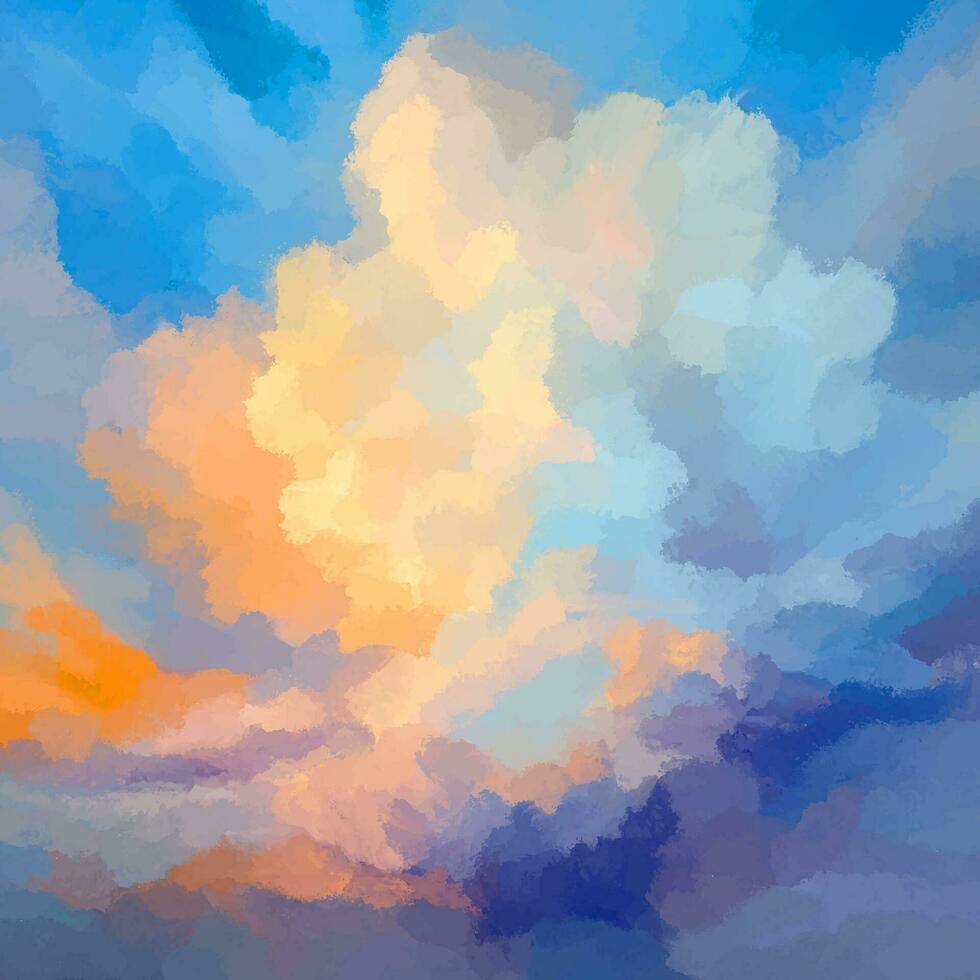 abstract hand painted sunset clouds background vector