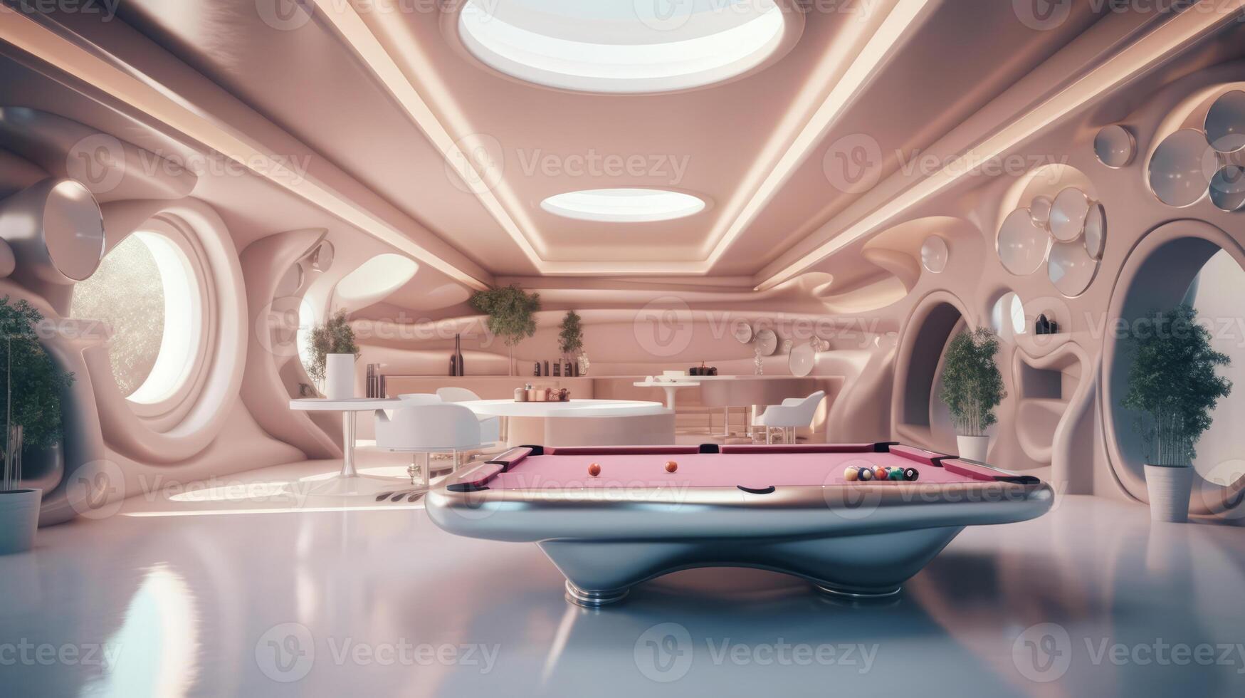 Billiard Room is of a beautiful futuristic design. . photo