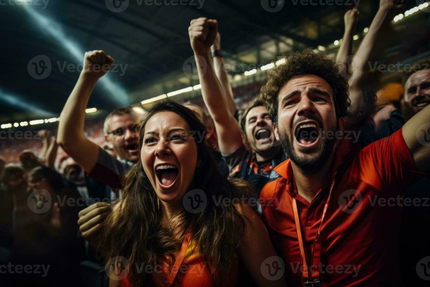 Racing enthusiasts celebrating a Formula 1 win photo