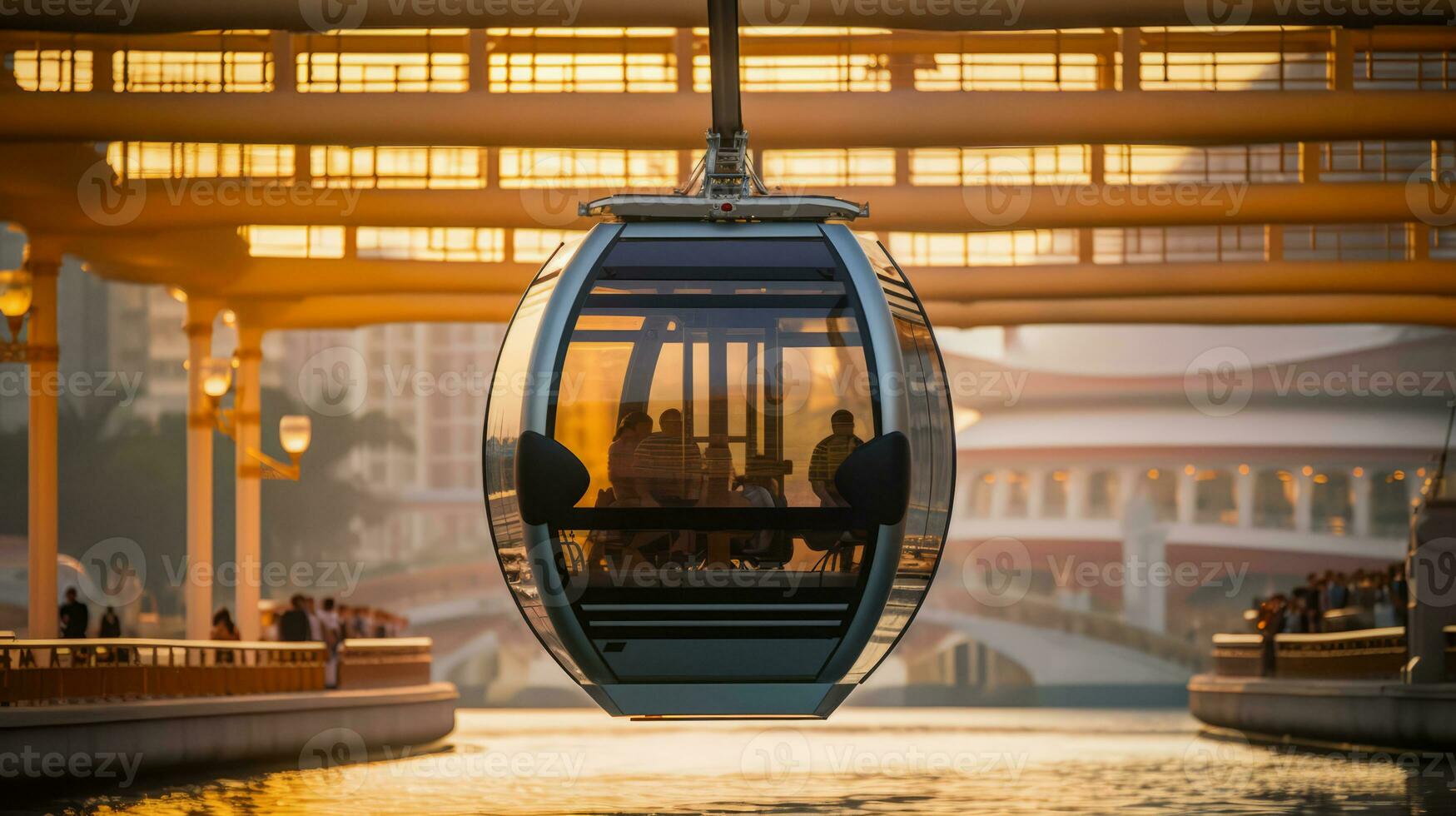 Gondola of a beautiful Transportation with futuristic design. AI Generated. photo