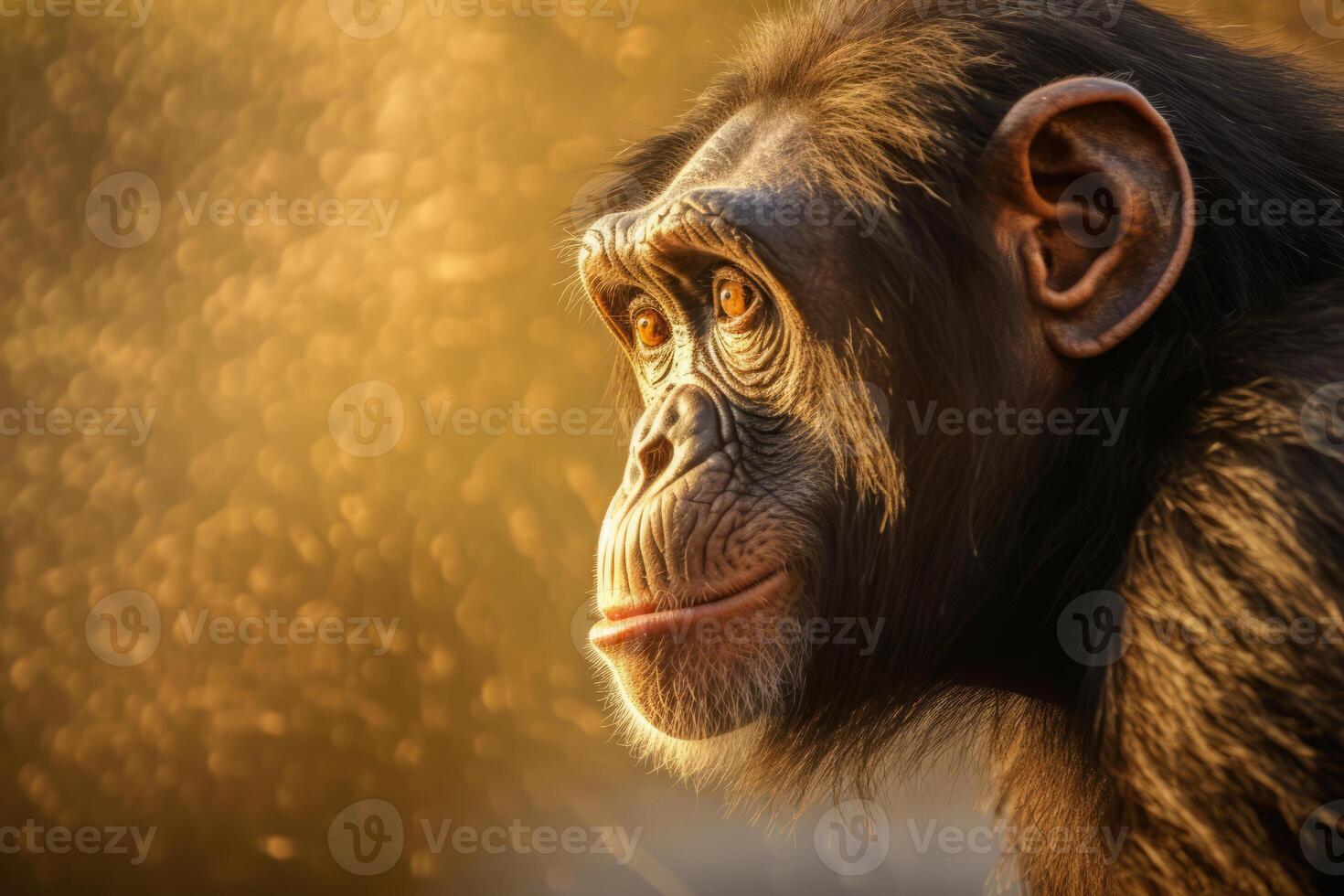 Chimpanzee in nature, national geography, Wide life animals. AI Generated. photo