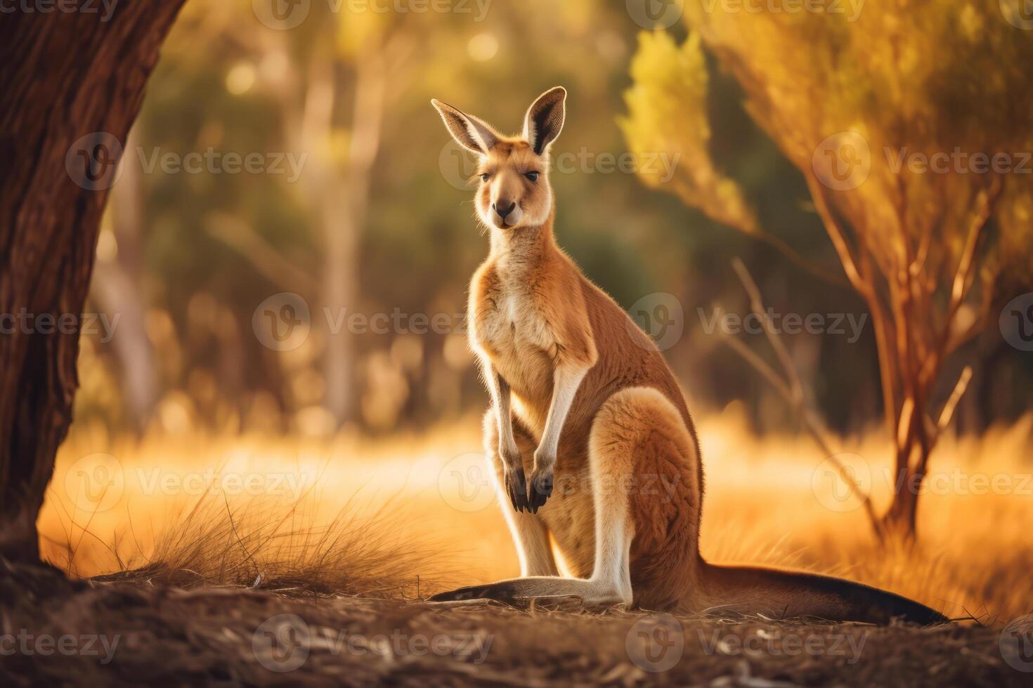 Kangaroos in nature, national geography, Wide life animals. AI Generated. photo