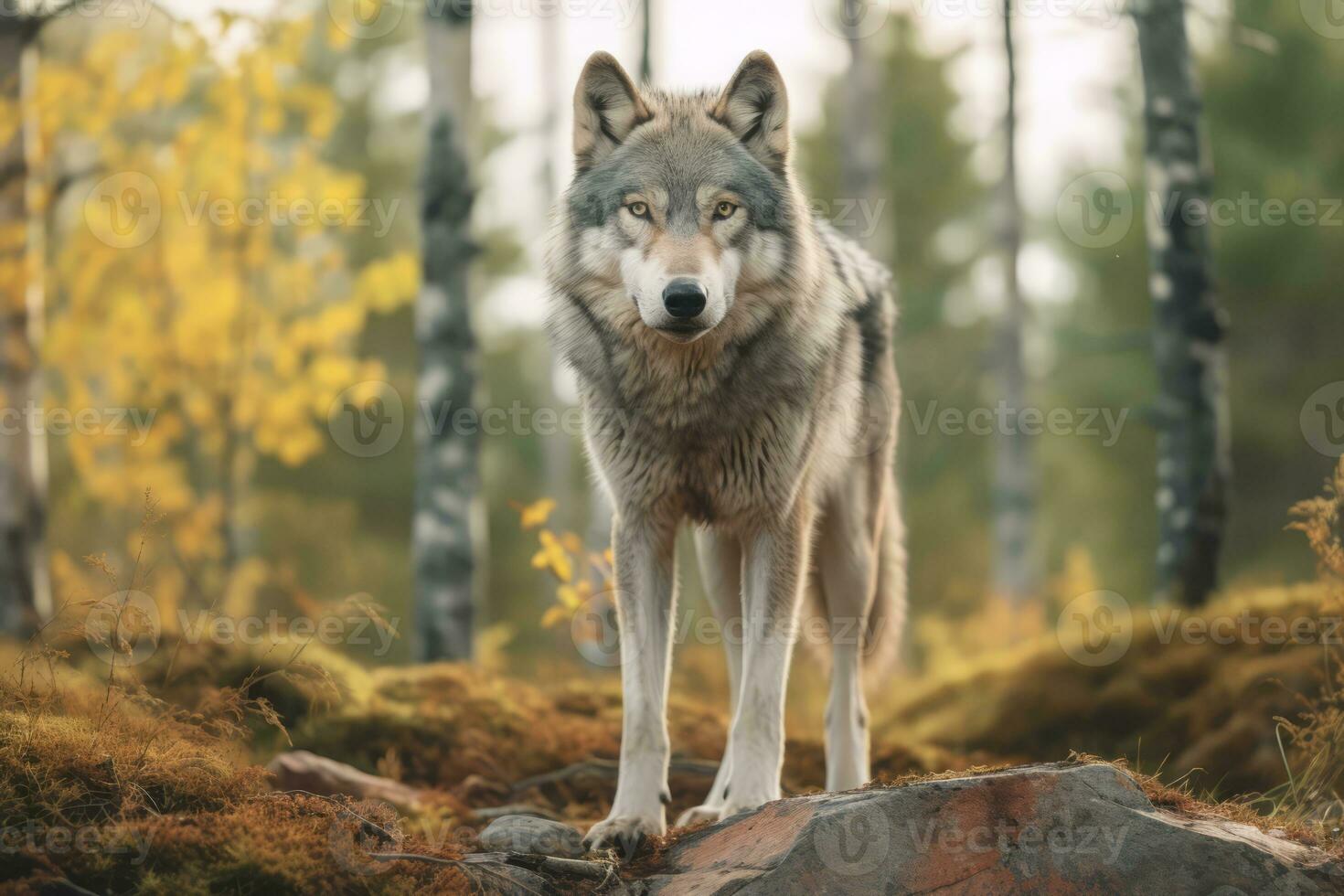 Wolf in nature, national geography, Wide life animals. AI Generated. photo