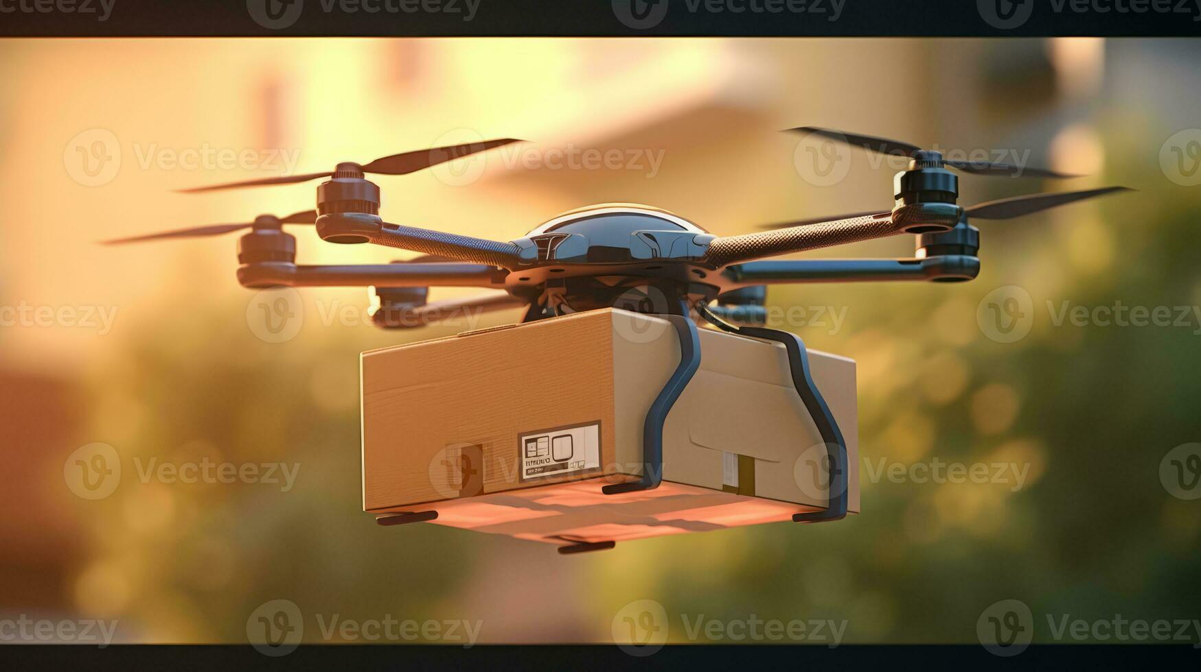 Parcel delivery Drone of a beautiful Transportation with futuristic design. AI Generated. photo