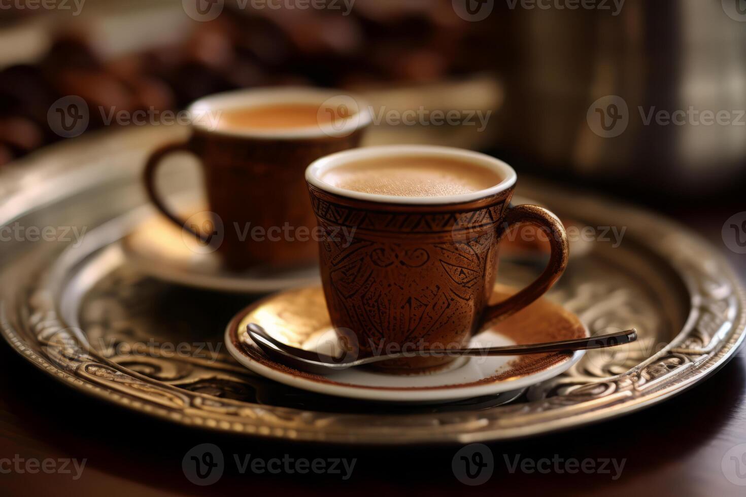 Close-up Turkish coffee, Coffee. AI Generated. photo