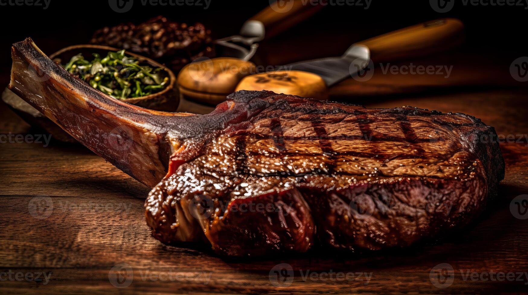 Tomahawk Steak is a delicious food. AI Generated. photo