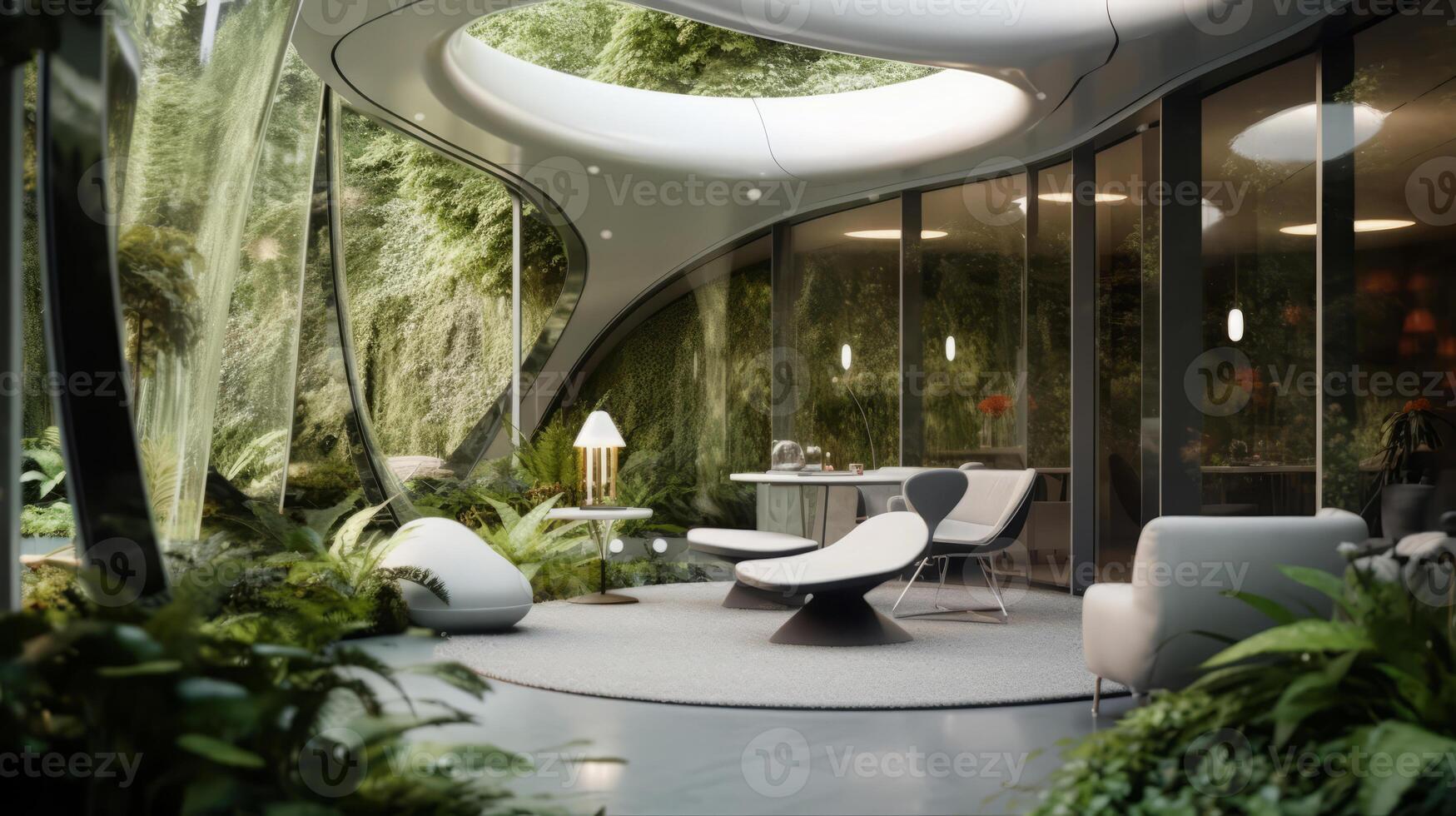 Garden Room of a beautiful futuristic design. AI Generated. photo