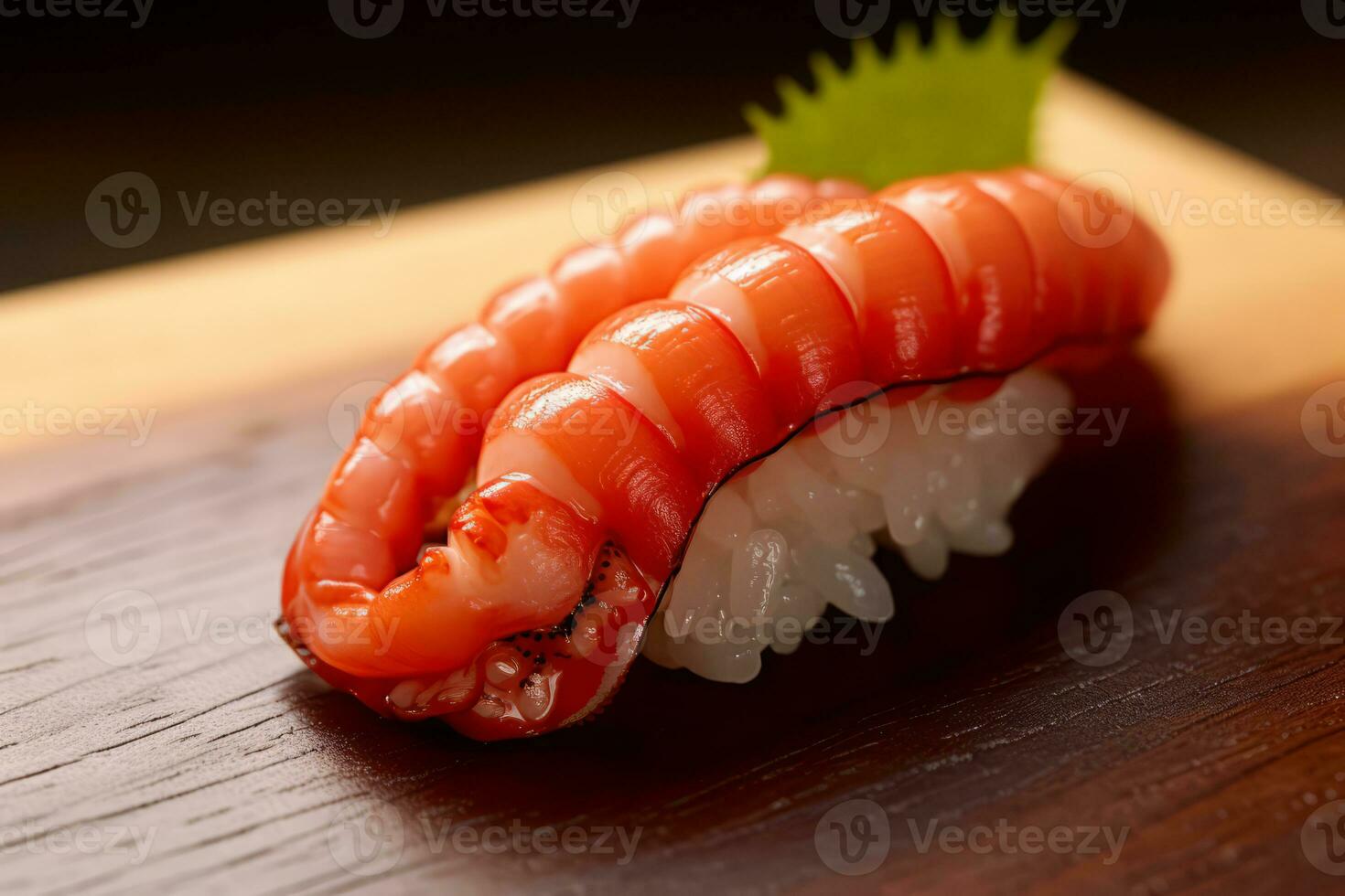 Sushi with squid, Japanese food. AI Generated. photo
