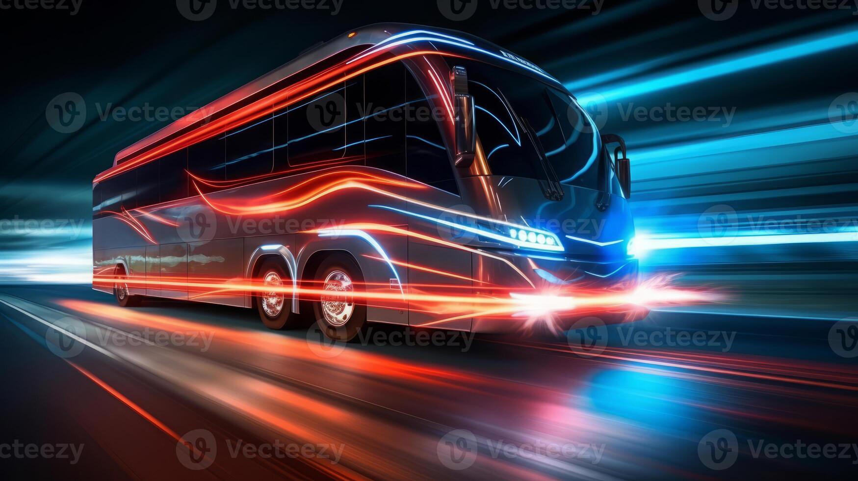 Bus of a beautiful Transportation with futuristic design. AI Generated. photo