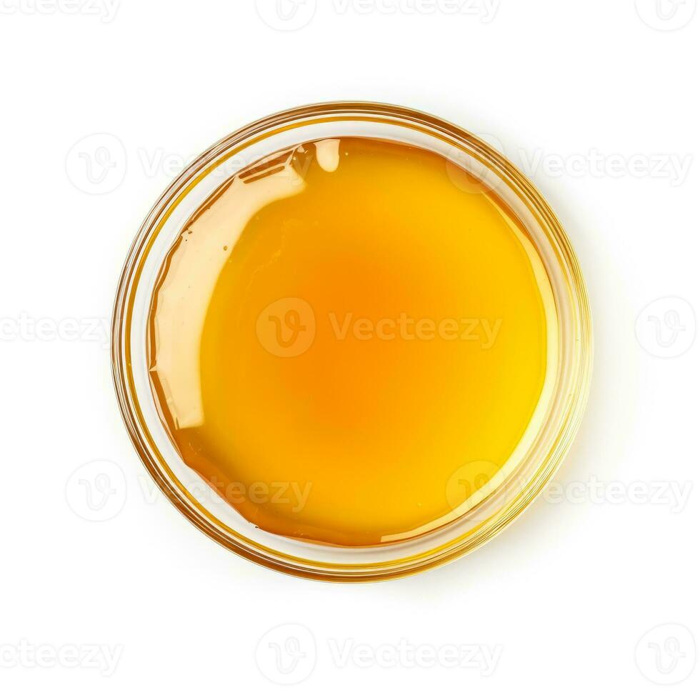 Honey top view isolated on white background photo