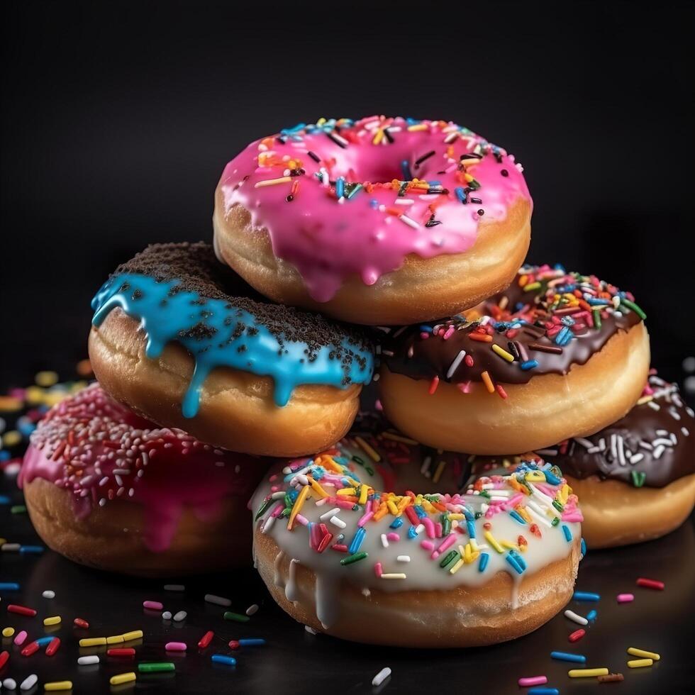 Delicious Donuts with Sprinkles on top tasty Dessert Sweets photo