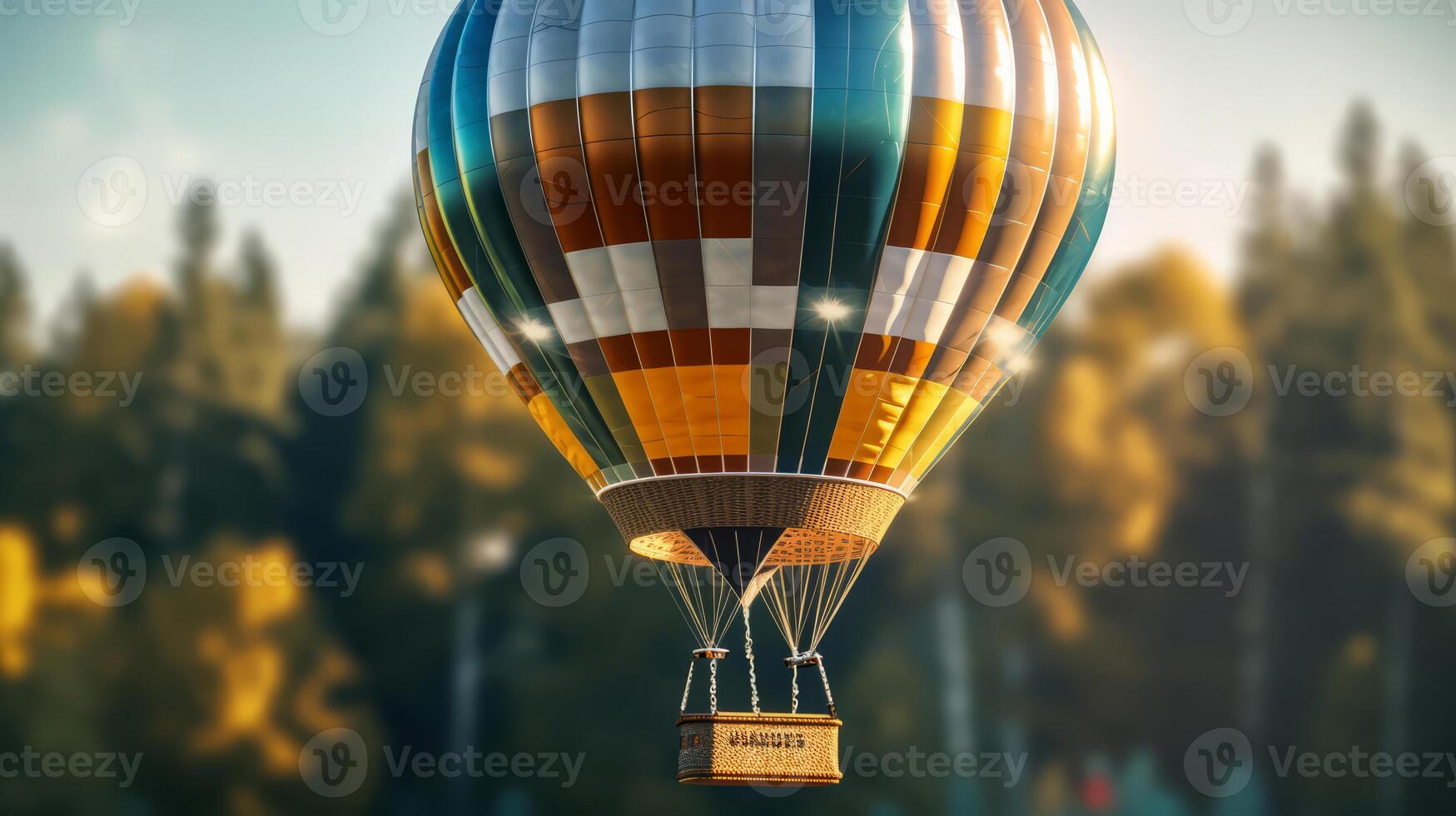 Hot air balloon of a beautiful Transportation with futuristic design. . photo