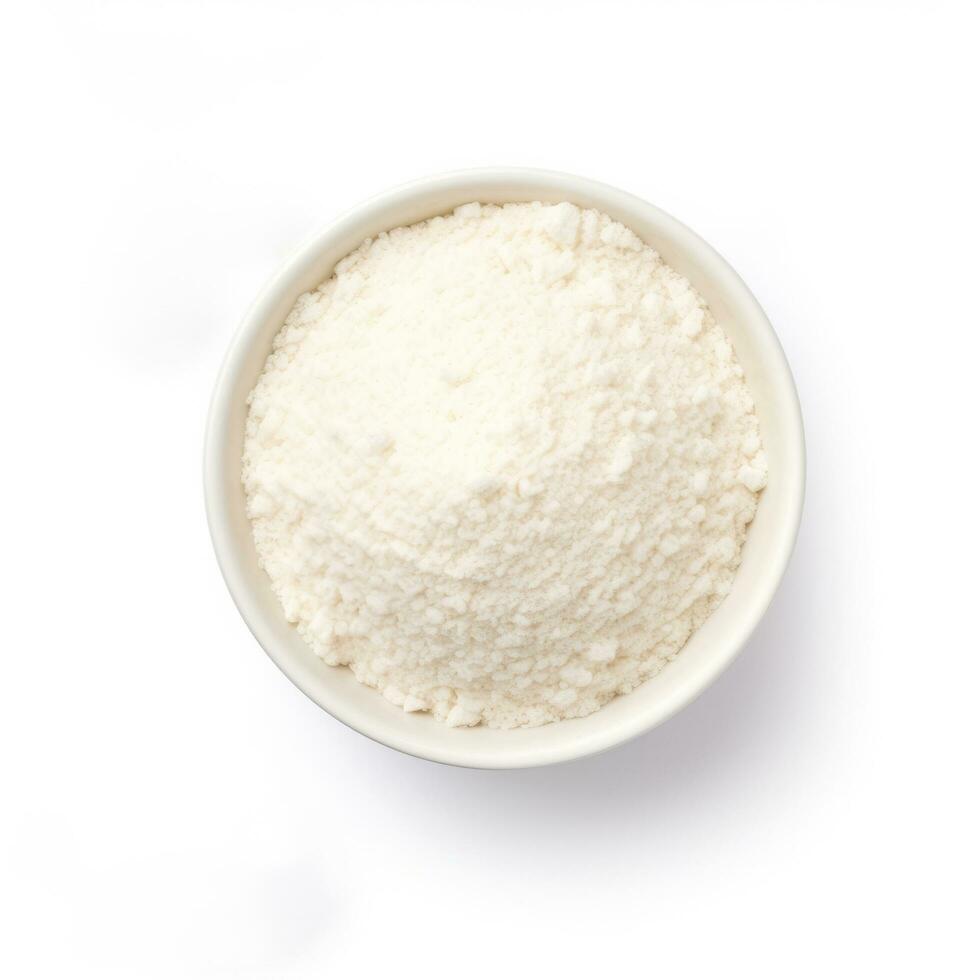 Coconut Flour top view isolated on white background photo