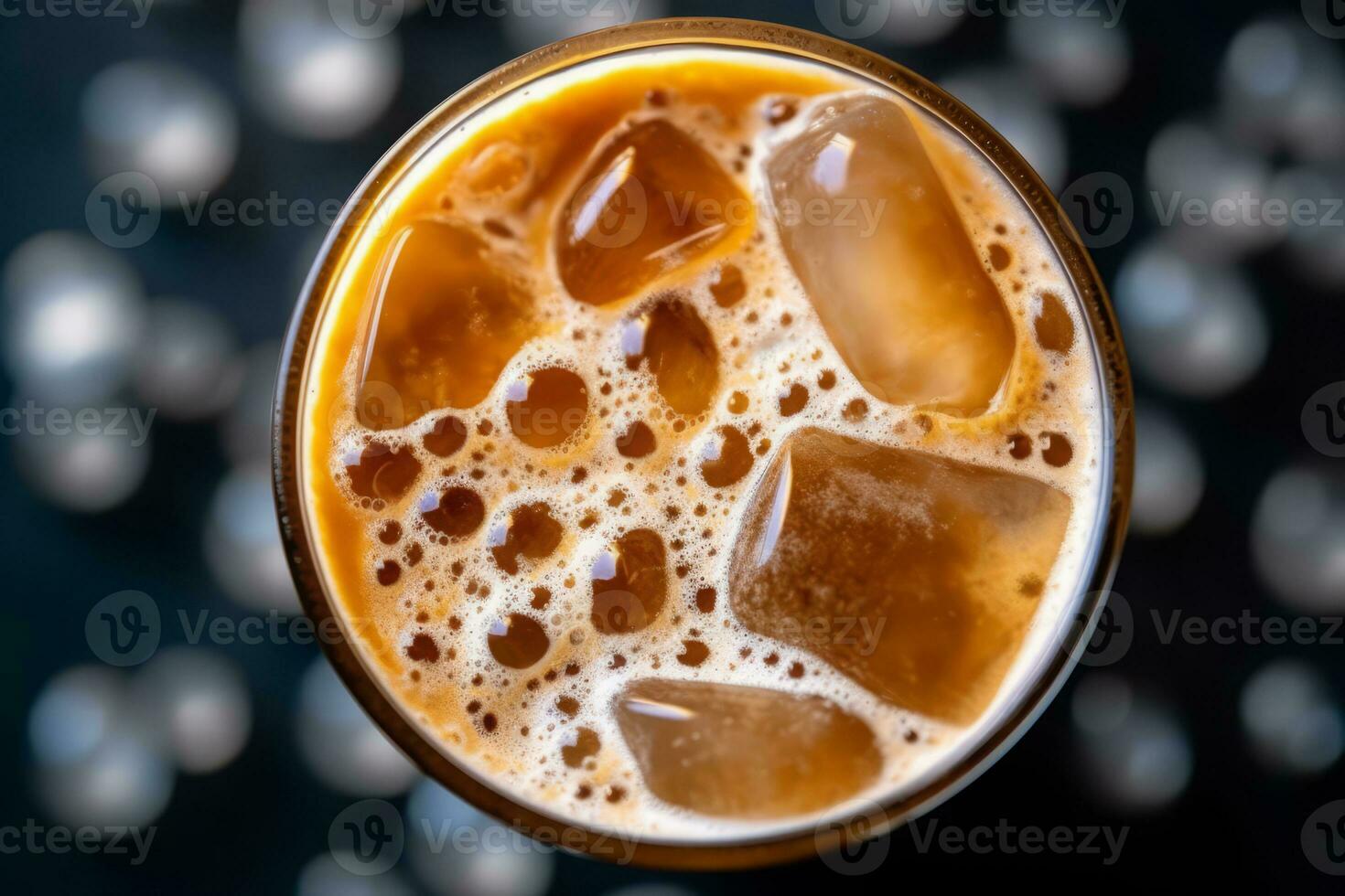 Close-up top view of ingredients Nitro Cold Brew, Coffee. AI Generated. photo
