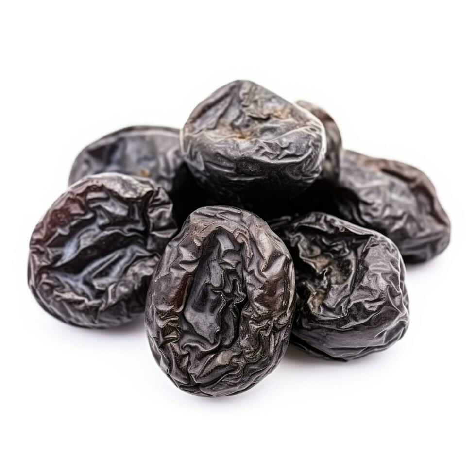 Dried Prunes isolated on white background photo