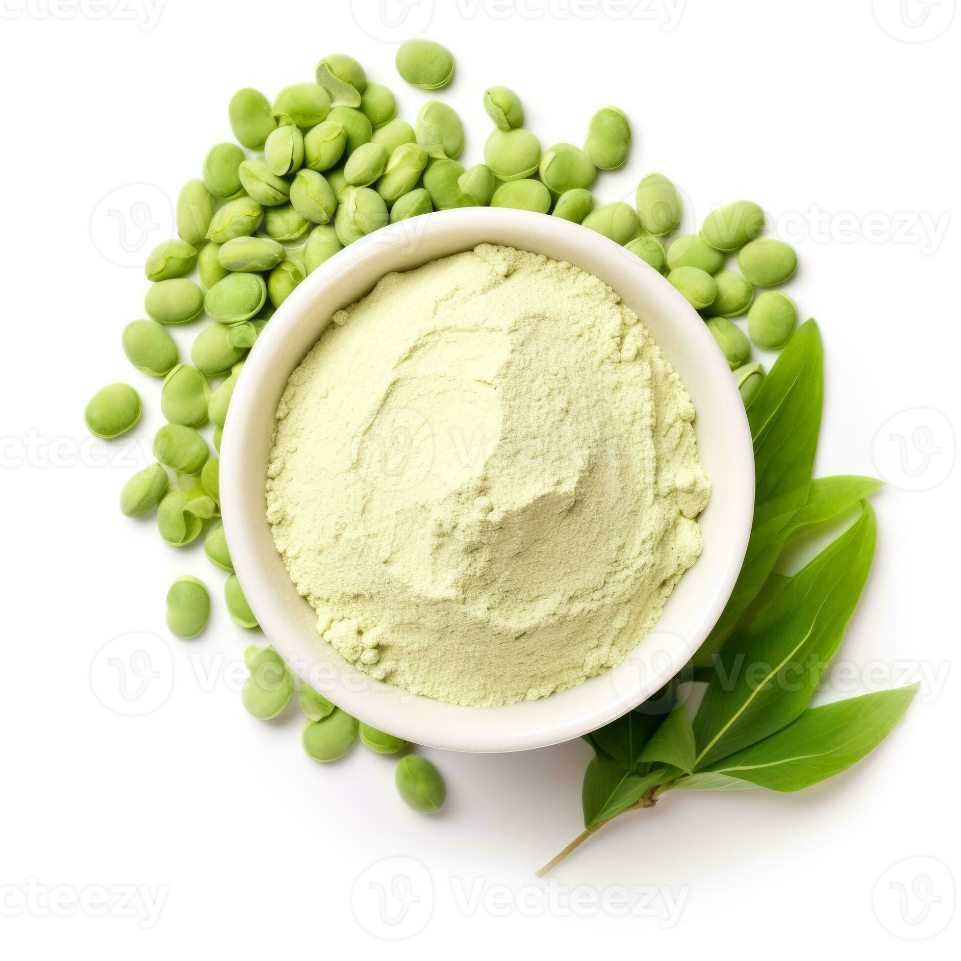 Fava Bean Flour top view isolated on white background 26975531 Stock