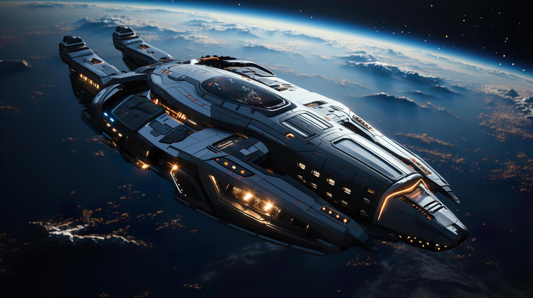 spaceship next generation robotic spaceship leaving the earth futuristic robot satellite technology space exploration space travel outer space spacecraft futuristic science fiction photo
