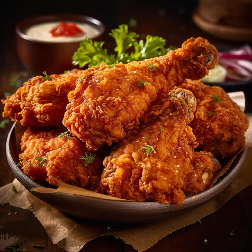 Delicious Mouth Watering Fried And Grilled Chicken photo
