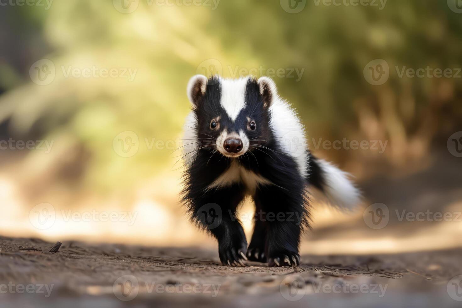 Skunk in nature, national geography, Wide life animals. . photo