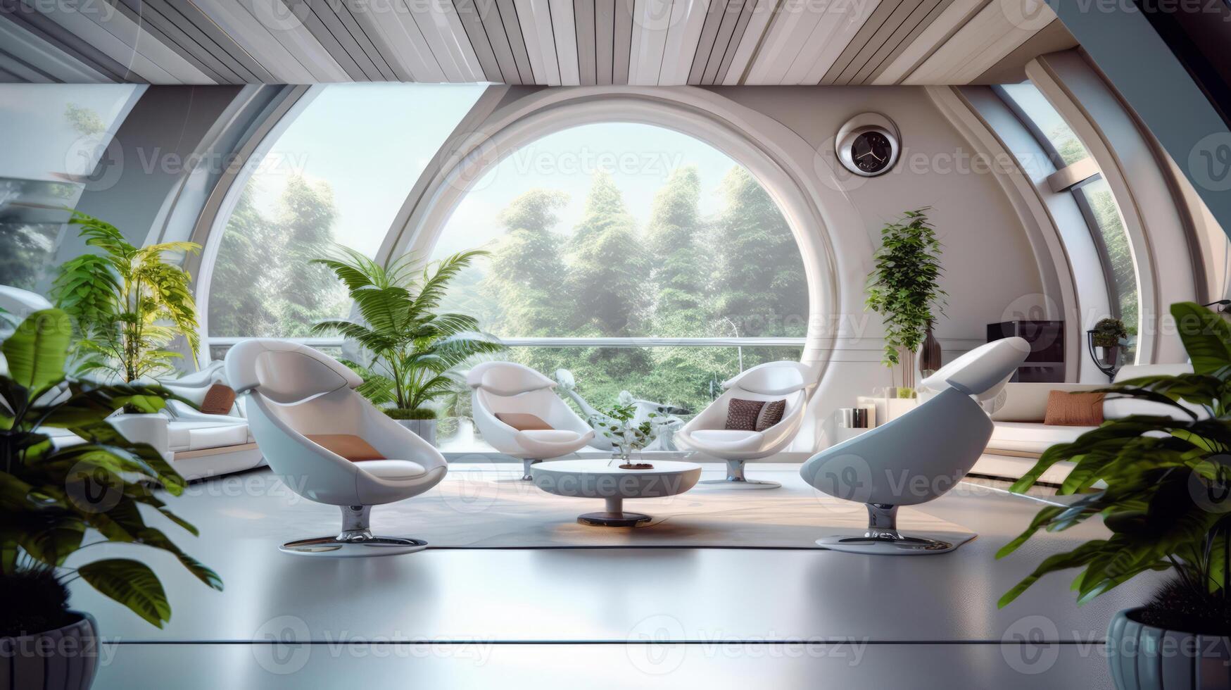 Patio room of a beautiful futuristic design. AI Generated. photo