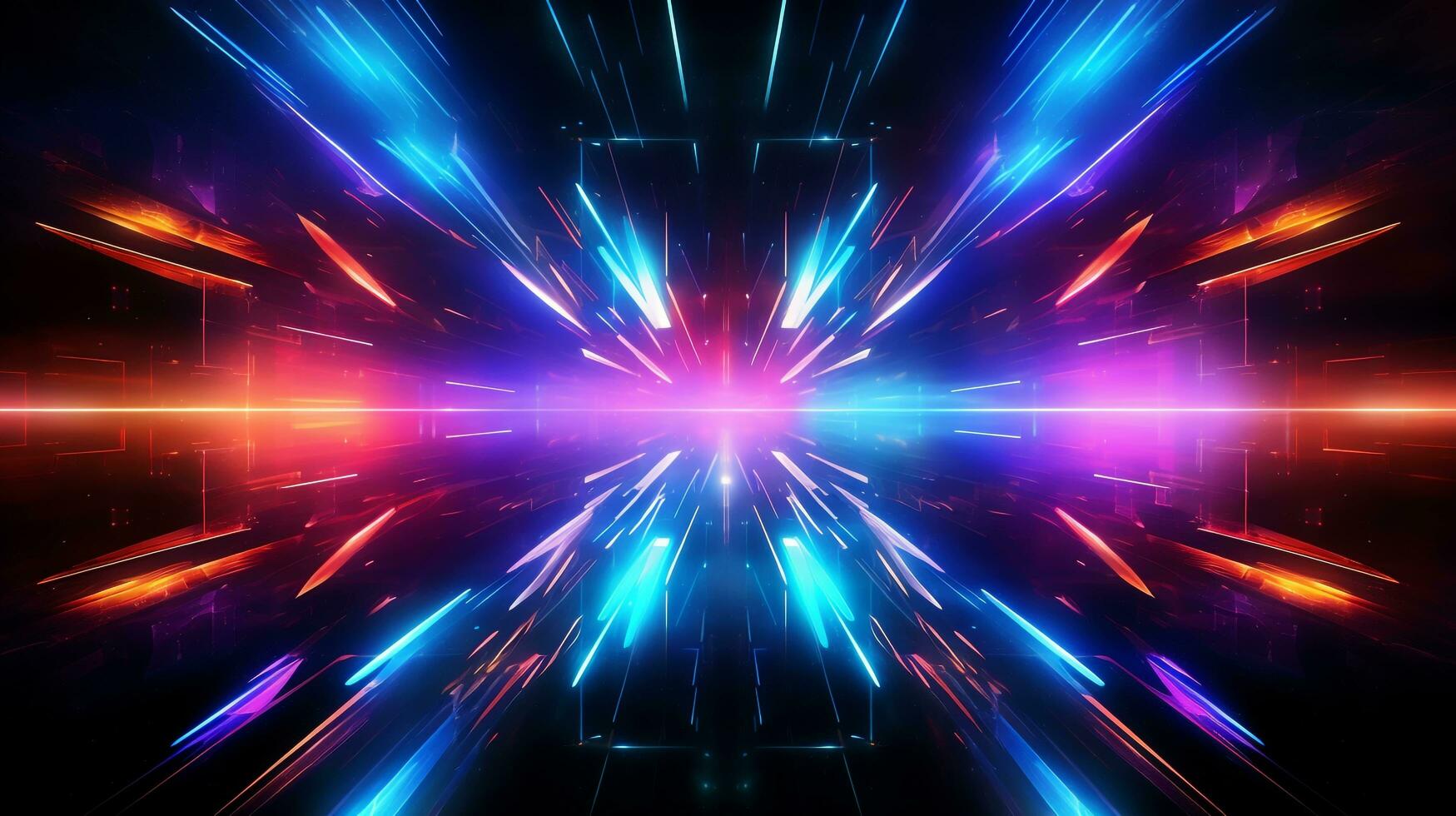 abstract background with colorful spectrum. Modern wallpaper with neon rays and glowing lines, AI generated photo