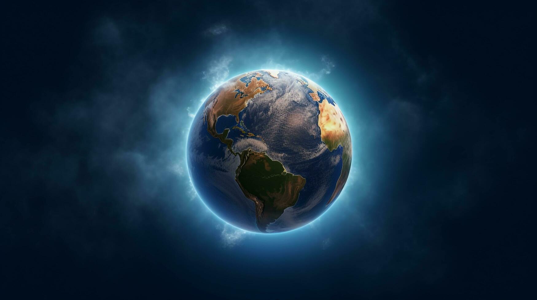earth planet isolated on a world globe smoky background, AI generated photo