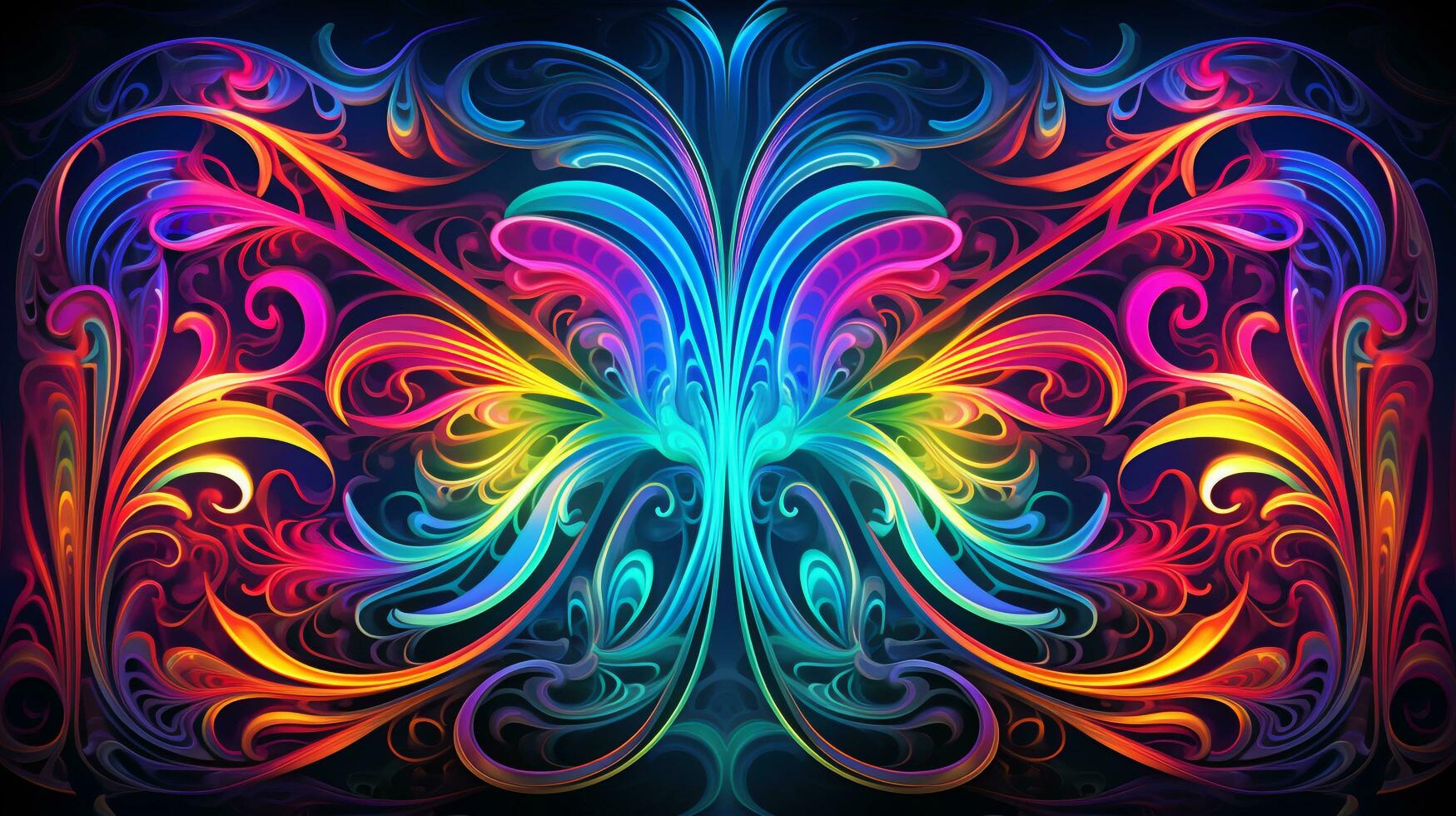 artistic representation of neon lights forming intricate patterns and designs, AI generated photo