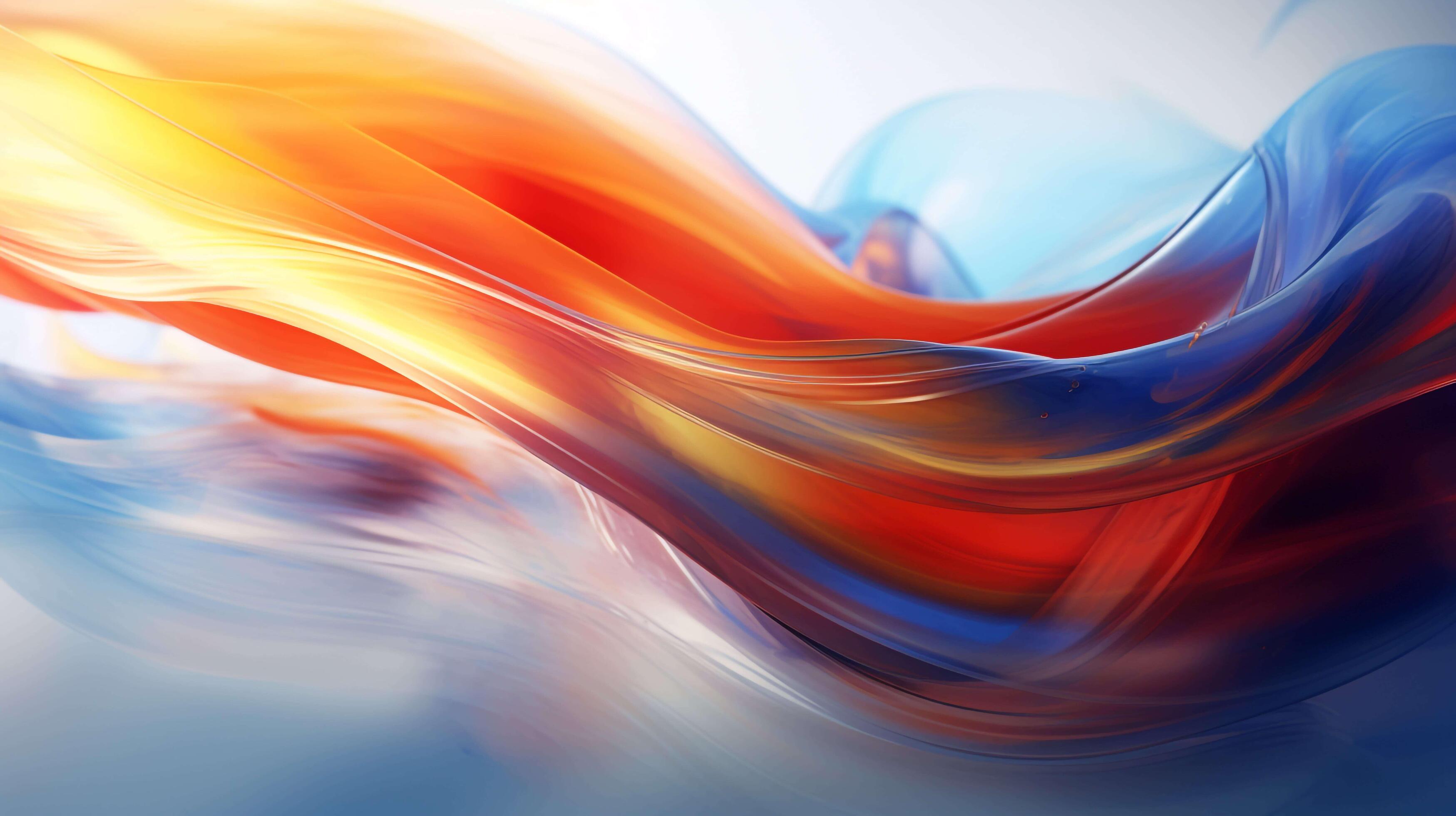 elegant and modern backdrop, white background color, blue and orange accent colors, AI generated