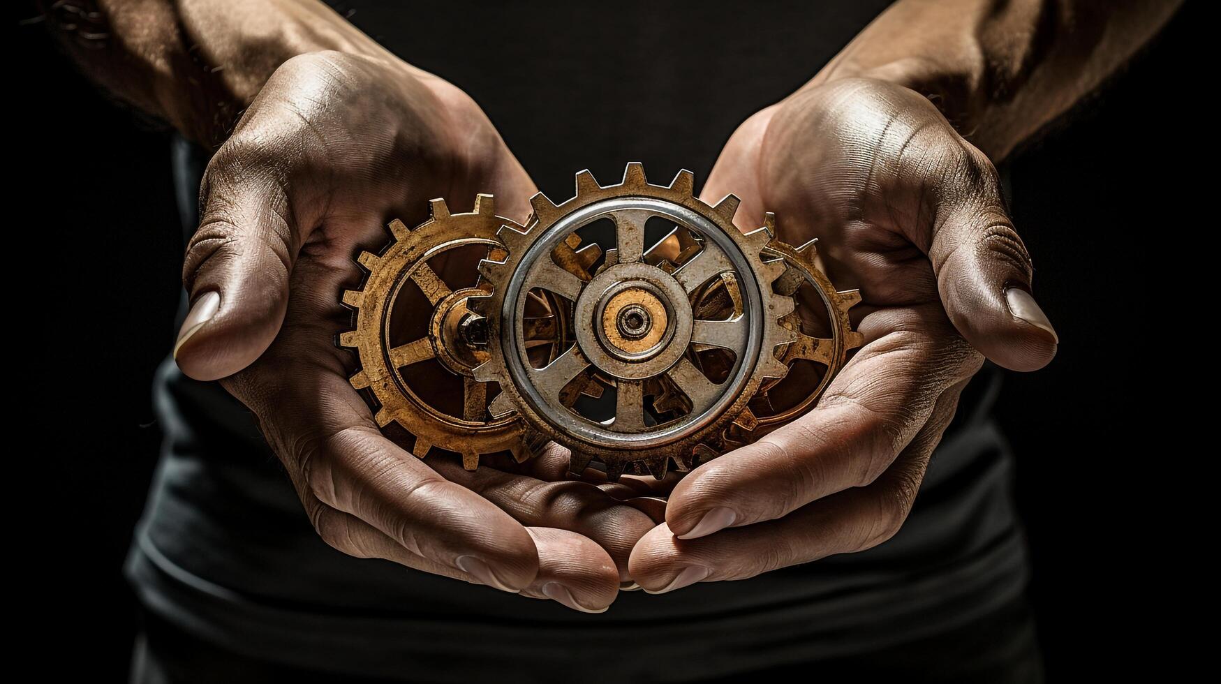 labor and its impact on society. Using symbols and metaphors, such as gears, tools, and hands, the artwork conveys the interconnectedness of labor and its role, AI-Generated photo