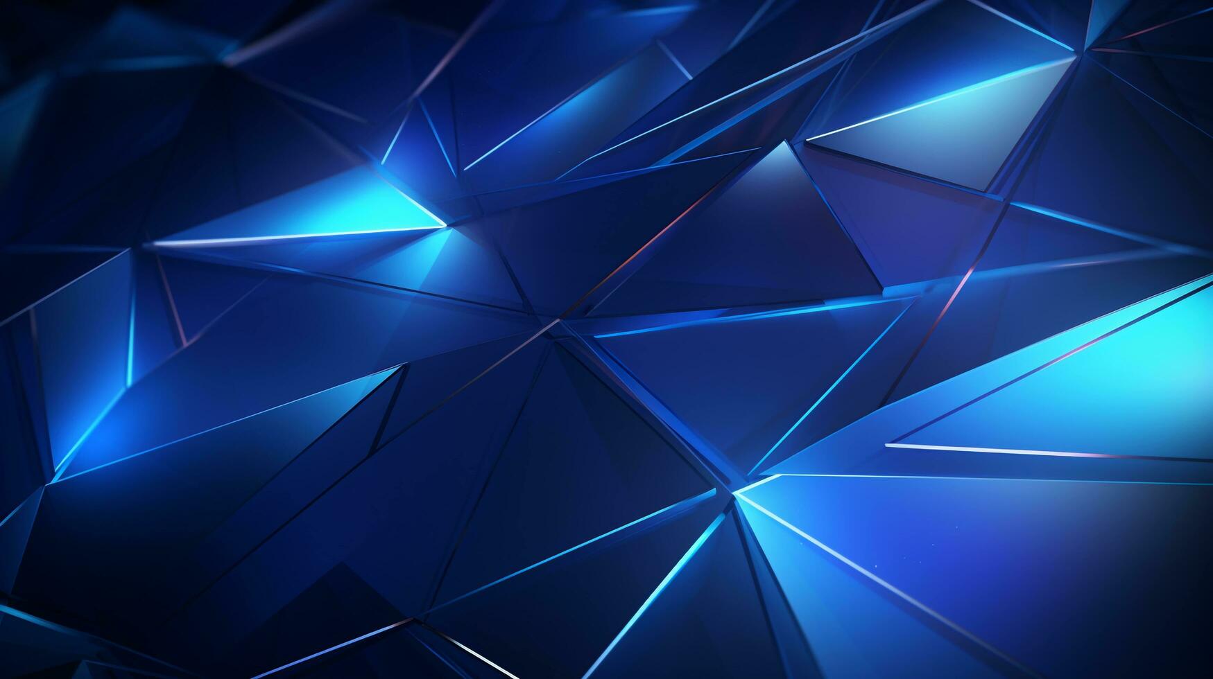 Tech Blue Low Polygon geometric Mesh of connected line on dim blue and dark gray background, AI generated photo