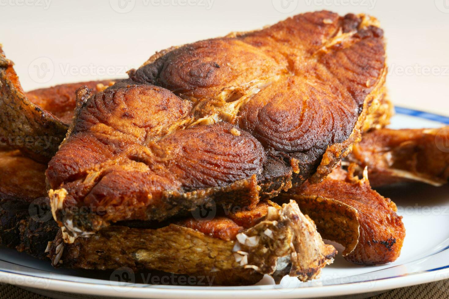 A plate of delicious cooked kingfishes photo