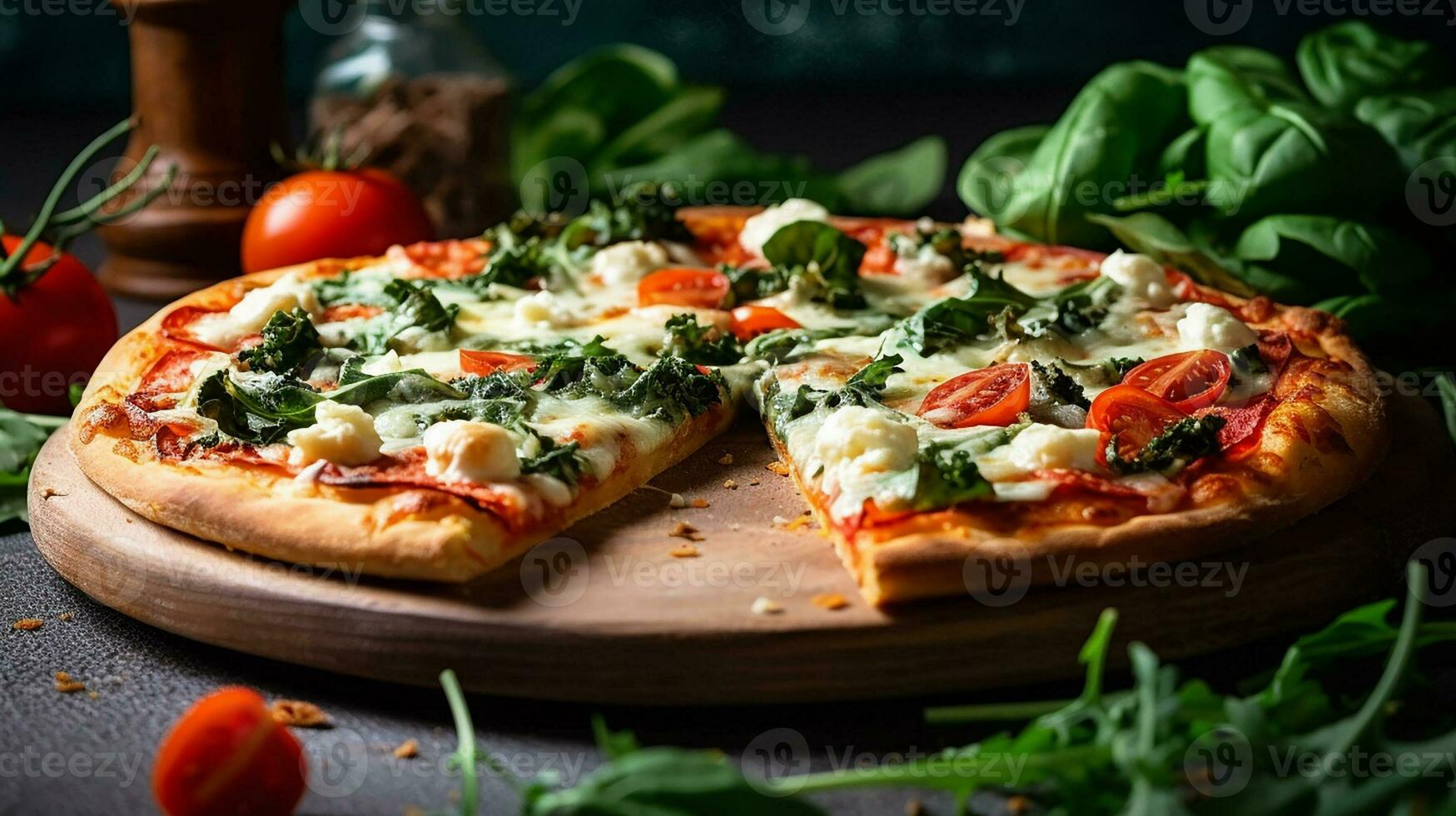 https://static.vecteezy.com/system/resources/previews/026/976/235/non_2x/pizza-with-mozzarella-tomato-greens-on-wood-plate-front-view-foodgraph-for-restaurant-cafe-magazine-website-ai-generative-photo.jpg