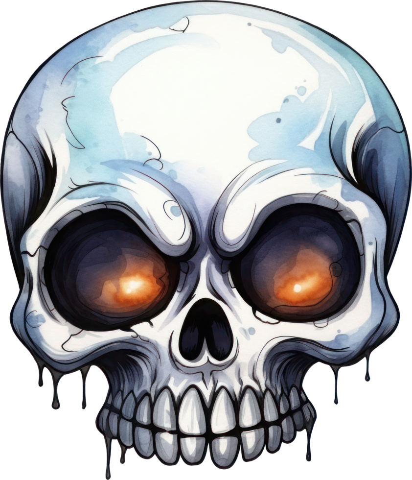 Halloween Skull watercolor illustration. png