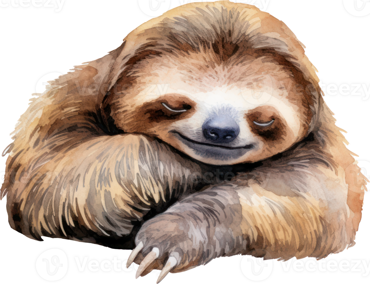 Cute sloth watercolor illustration. AI Generated png